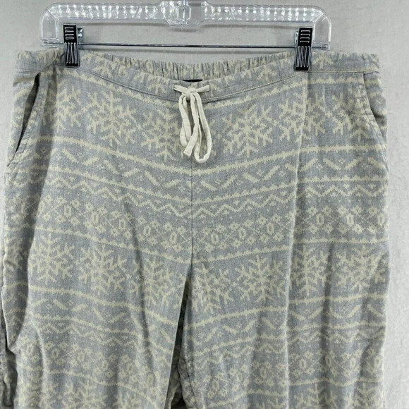 Talbots Pajama Pants Womens L Blue Ivory Snowflake Print Loungewear Pull On - Picture 6 of 10